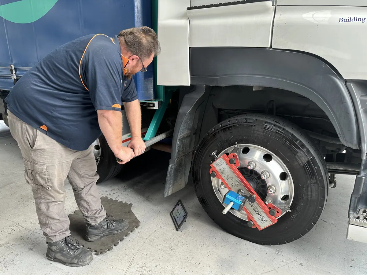 AutoTreads workshop with heavy-vehicle alignment equipment in East Tamaki