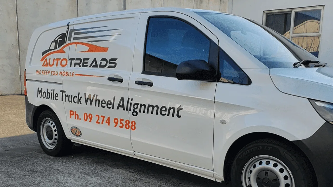 AutoTreads mobile truck wheel alignment van