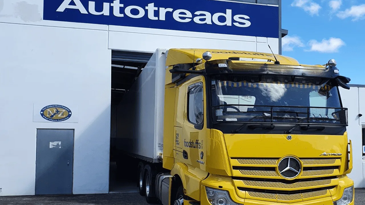 Tipper truck parked at the AutoTreads workshop frontage